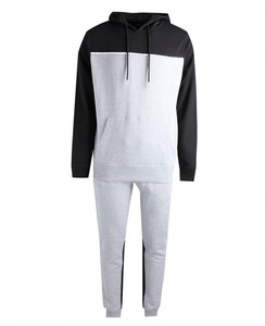 Survêtement à capuche pour homme, color-block gris et noir, sweat-shirt décontracté à manches longues avec cordon de serrage et poches latérales, idéal pour l'automne - Product Image 4