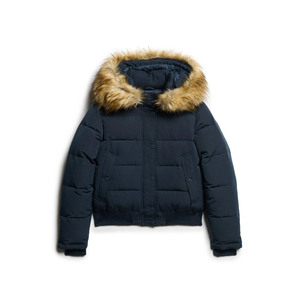Men's <b>Hooded</b> Puffer <b>Jacket</b> with <b>Fur</b> Trim Windproof Winter Casual Regular Fit Polyester Shell Zipper Closure Front Logo - Product Image 4