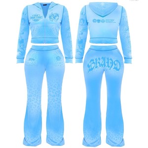 2026 High Quality Women Casual Custom Logo Stand Collar Tracksuit Zipper Jacket and Jogger <b>Pants</b> 2 Piece Set Women Clothing - Product Image 6