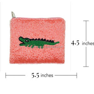 <b>Cute</b> Crocodile Candy Pattern Beaded Coin <b>Purse</b> Handmade Multicolor Seed Bead Pouch Girls Women Wholesale Custom Fashion Beaded - Product Image 2