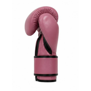 Gants de boxe pour l'entraînement et le sparring, en cuir PU rose poudré, avec bordure noire et fermeture Velcro à boucle et crochets. - Product Image 4