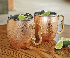 Copper Moscow mule <b>cup</b> set for luxury heritage mansion cocktails hammered finish metal <b>cups</b> durable <b>reusable</b> party mugs - Product Image 3
