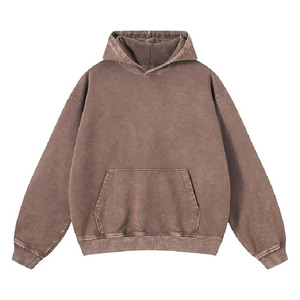Factory Wholesale Custom 100% Cotton Acid Wash Pullover Hoodie Unisex Oversized Vintage <b>Brown</b> <b>Fleece</b> 300g Kangaroo Pocket - Product Image 1