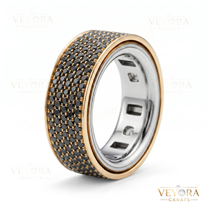 Anillo de Moissanita Negra Totalmente Cubierto de Diamantes, Funda Protectora de Plata de Ley 925 - Product Image 3