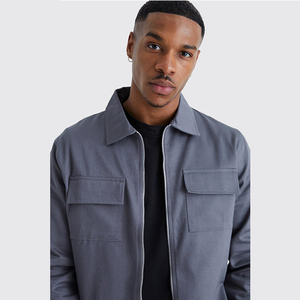 OEM Wholesale Autumn New Arrival Men's Stand Front Windproof Breathable Two Pockets Streetwear Fashion Custom Plain Regular - Product Image 6