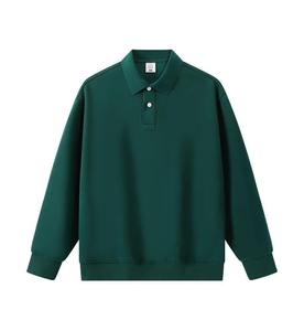 Men's Oversized Knitted Pullover Sweatshirt Solid Color Button Up Collar Long Sleeve Casual Autumn Wear with distress embroidery - Product Image 4