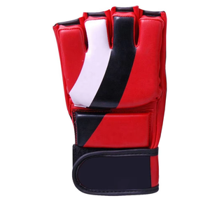 Tombola Sports Red PU Leather MMA Gloves Half Finger <b>Hook</b> and Loop Closure Unisex Customized Packaging for Martial Arts - Product Image 2