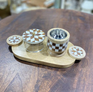 <b>Wooden</b> & Resin Inlay Incense <b>Burner</b> Traditional Arabic Bakhoor Holder Mubkhara Tray Set Unique Handmade Incense <b>Burner</b> Ramadan - Product Image 2