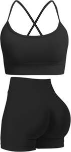 Ensemble de sport pour femme : Soutien-gorge de compression, haut court dos nu en tissu Spandex, et legging long. Haute qualité, anti-transparence, ajusté. - Product Image 6