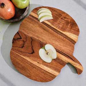 Pumpkin <b>Shaped</b> Wooden Serving Tray Checkered Butcher <b>Block</b> Chopping Board.Solid Wood Kitchen Organizer - Product Image 4