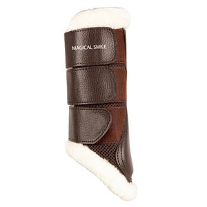 Bottes de brossage pour chevaux de haute qualité, guêtres très souples offrant une protection optimale et bottes de brossage en maille respirante marron - Product Image 3