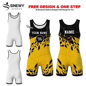 Combinaison de lutte, boxe, extensible, respirante, séchage rapide, matière Spandex/Polyester, logo avant SINEWY SPORTS OEM - Product Image 2
