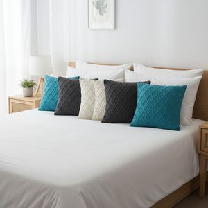 SOGA Ensemble de 6 housses de coussin en tricot torsadé turquoise, crème et gris anthracite de 45 cm – Housse de coussin haut de gamme - Product Image 5