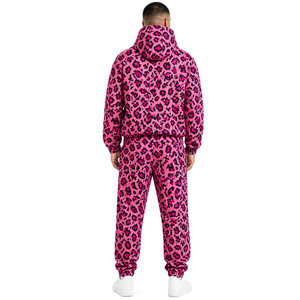 Custom Pink Leopard Print Hooded Windbreaker <b>Jacket</b> Sweatpants Sets American Street Style Sports Zipper Hoodie <b>jacket</b> for <b>men</b> - Product Image 4