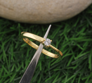 Bague en argent sterling 925 avec sertissage en bézel, pierre précieuse en CZ, pour femmes, minimaliste, plaquée or, branche d'olivier, bijoux fins, mariage, anniversaire - Product Image 1