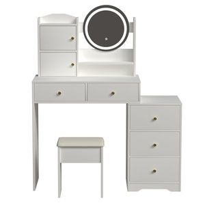 Fashionable Makeup Vanities Set with Vanity Desk Cushioned Chair 3 Color Mirror Lights for Beauty & Style - Product Image 2