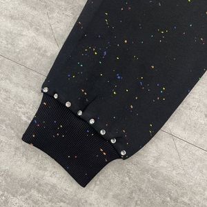 Sweat à capuche pour homme noir 2026, surdimensionné, style Y2K, effet galaxie, orné de strass arc-en-ciel et de détails de poches scintillantes, HD - Product Image 3
