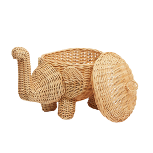 Premium Elephant Shape Rattan Toy <b>Storage</b> Basket Children Room Bedroom Furniture Woven Animal <b>Chest</b> Box With Lid Wholesale - Product Image 1