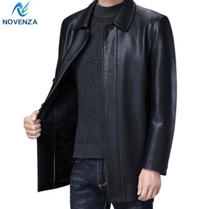 Manteau trench en cuir véritable de luxe pour homme, réversible, vêtement d'extérieur d'hiver, doublure chaude, boutons sur le devant, pour les occasions professionnelles et décontractées - Product Image 2