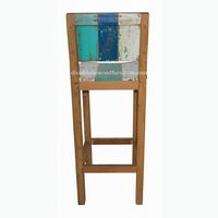 Chaise de bar en bois massif, style bateau recyclé, finition rustique industrielle à base d'eau, tabouret haut durable pour bar à domicile, pub extérieur, café