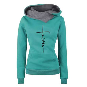 Sweat-shirt rose à capuche avec imprimé croix Faith, coupe ajustée, unisexe, en polaire, décontracté, pour l'automne - Product Image 4