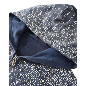 Wholesale Heavyweight Acid Wash Men's 100% Cotton Double Zip Hoodie Comfortable Baggy Custom Rhinestone Hoodies - Product Image 5
