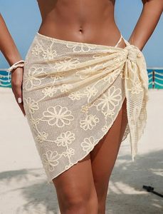 Sarong Wraps Skirt for Women Bikini Swimsuit Crochet Cover Up Beach Short Coverup Shrug for Swimwear - Product Image 2