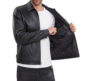 Veste en cuir véritable d'agneau noir de haute qualité pour hommes tailles personnalisées accessoire d'hiver à la mode du Pakistan - Product Image 4