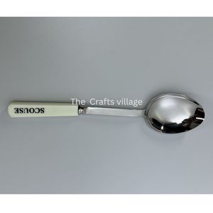 Stainless Steel <b>Serving</b> <b>Spoon</b> with Scouse Handle Durable Metal <b>Spoon</b> for Kitchen Dining Tableware Elegant Design Food <b>Serving</b> - Product Image 1