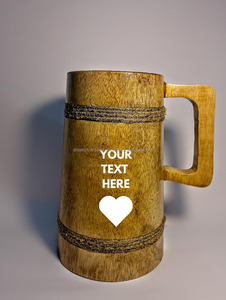 Jarra de Cerveza Vikinga de Madera Grabada Personalizada, Jarra de Cerveza Tradicional de Estilo Nórdico - Product Image 3