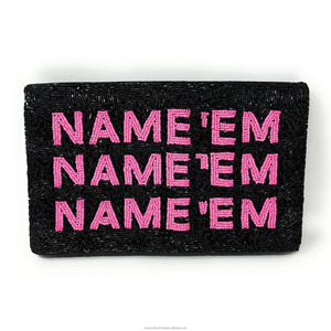 Bolso de Fiesta Elegante, Diseño Personalizado, Patrón Geométrico Multicolor, Nombre, Eslogan, Bolso de Noche, Nupcial, de Lujo, con Cuentas, Plegable - Product Image 4