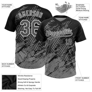 Black Grey Abstract Digital Print High Performance Quick-Dry Breathable 100% Polyester Short Sleeve Sports Wear <b>Baseball</b> Jersey - Product Image 4