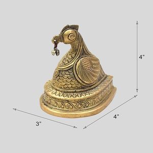Statue de paon en laiton artisanale, objet décoratif traditionnel gravé, figurine d'oiseau pour la décoration de la maison, du temple ou du bureau - Product Image 6