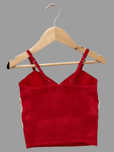 เสื้อทวิชาแบบทอผ้าไร้แขนปักลายพร้อมชาราร่า-สีแดงและสีเขียว - Product Image 4