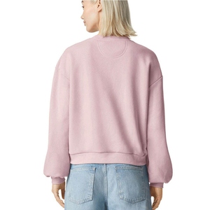 Sweat-shirt en tricot rose uni à col rond surdimensionné pour femmes, manches longues, coton respirant, vêtements d'automne - Product Image 4