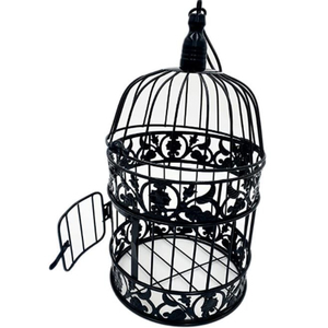 Cage à oiseaux ronde en métal doré, suspendable, décorative, avec fermeture à bouton-pression, pour usage intérieur, style antique - Product Image 6