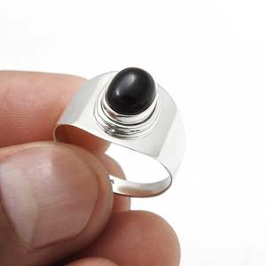 Natural Oval Cut Black Onyx Gemstone <b>Ring</b> Handmade 925 Sterling <b>Silver</b> Jewelry For <b>Men</b> And Women Birthstone Bohemian Jewelry - Product Image 3