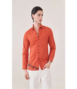 เสื้อเชิ้ตแขนยาวผู้ชาย ลายสัตว์ ปักลายการ์ตูน สไตล์เกาหลี ทรงเข้ารูป ลำลอง ติดกระดุม ผ้าทวิลล์ ใส่ได้ทุกวัน ฤดูร้อน - Product Image 1