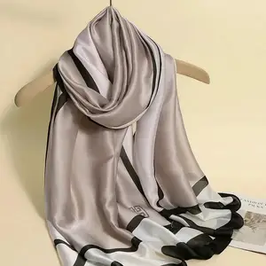 महिलाओं के लिए 90*180 सेमी महिला सिल्क स्कार्फ कस्टम प्रिंटिंग डिजाइनर लक्जरी साटन हिजाब हेड स्कार्फ महिलाओं के लिए लंबी शॉल