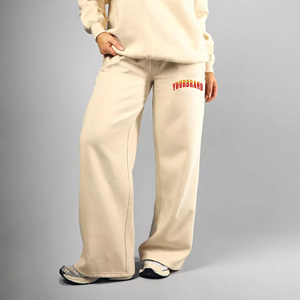 New Arrival Cotton Terry Women's Sweatpants Custom Embroidered Logo <b>Elastic</b> <b>Waist</b> Solid Color Winter Casual wear ladies <b>trouser</b> - Product Image 1