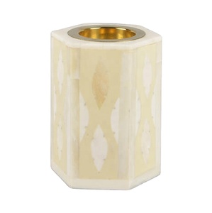 Hexagone Bone Inlay Yellow Tealight Bakhoor Velas Formas versátiles Tamaños para la decoración del hogar Regalo de Ramadán para los países del Golfo - Product Image 1