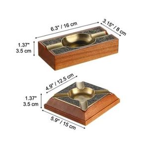 Square Brass Wooden <b>Ashtray</b> <b>Vintage</b> Design Desktop Cigar Holder Home Decor - Product Image 5