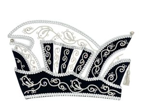 Gorra de Príncipe Negra Plateada Bordada para Festival y Carnaval, Ajustable, Tradicional - Product Image 1
