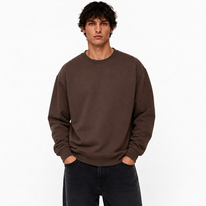 Sudadera de hombre de marca privada, de algodón grueso y felpa, estilo relajado, con bordado personalizado, puños acanalados y etiqueta de marca. - Product Image 1
