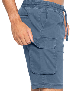 Shorts cargo pour homme en coton 100% respirant, couleur unie, taille mi-haute, fermeture à cordon, 280 GSM - Product Image 3