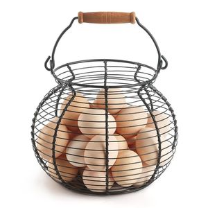 Metal Wire Storage <b>Basket</b> Bowl Shape With Handle For Kitchen Food Storage Rustic Design - Product Image 1
