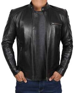 New Fashion 2026 Men Genuine Leather Biker Jacket Waterproof Breathable <b>Winter</b> Manufacturer - Product Image 1