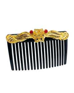 Gold Plated Alloy Hair Comb Vintage Printing Hairpiece Lightweight Fashion <b>Accessory</b> 13 CM for <b>Wedding</b> Party Naykk Creations - Product Image 3
