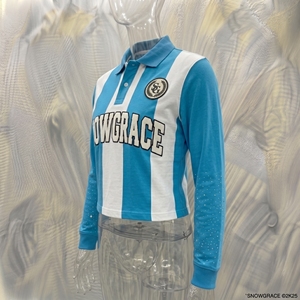 Camiseta de Fútbol SNOWGRACE de Manga Larga a Rayas, Logotipo Bordado, Cuello Camisero, Unisex para Adultos, Transpirable, de Poliéster - Product Image 4