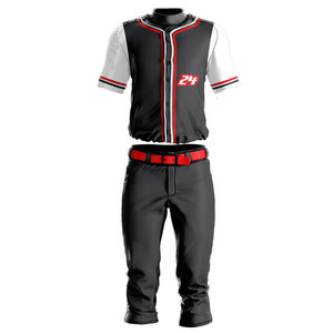 Ensemble uniforme de baseball personnalisé hautement recommandé avec logo de marque, 100 % polyester respirant, anti-UV, manches courtes, col en V, broderie 3D - Product Image 1